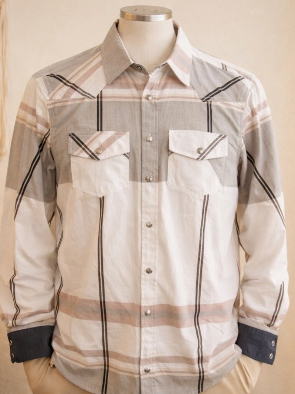 Patrona Pearl Snap Western Shirt Plaid L Westerncore Cowboy Cottagecore Rustic